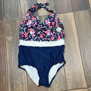 Navy Floral One Piece Swimsuit